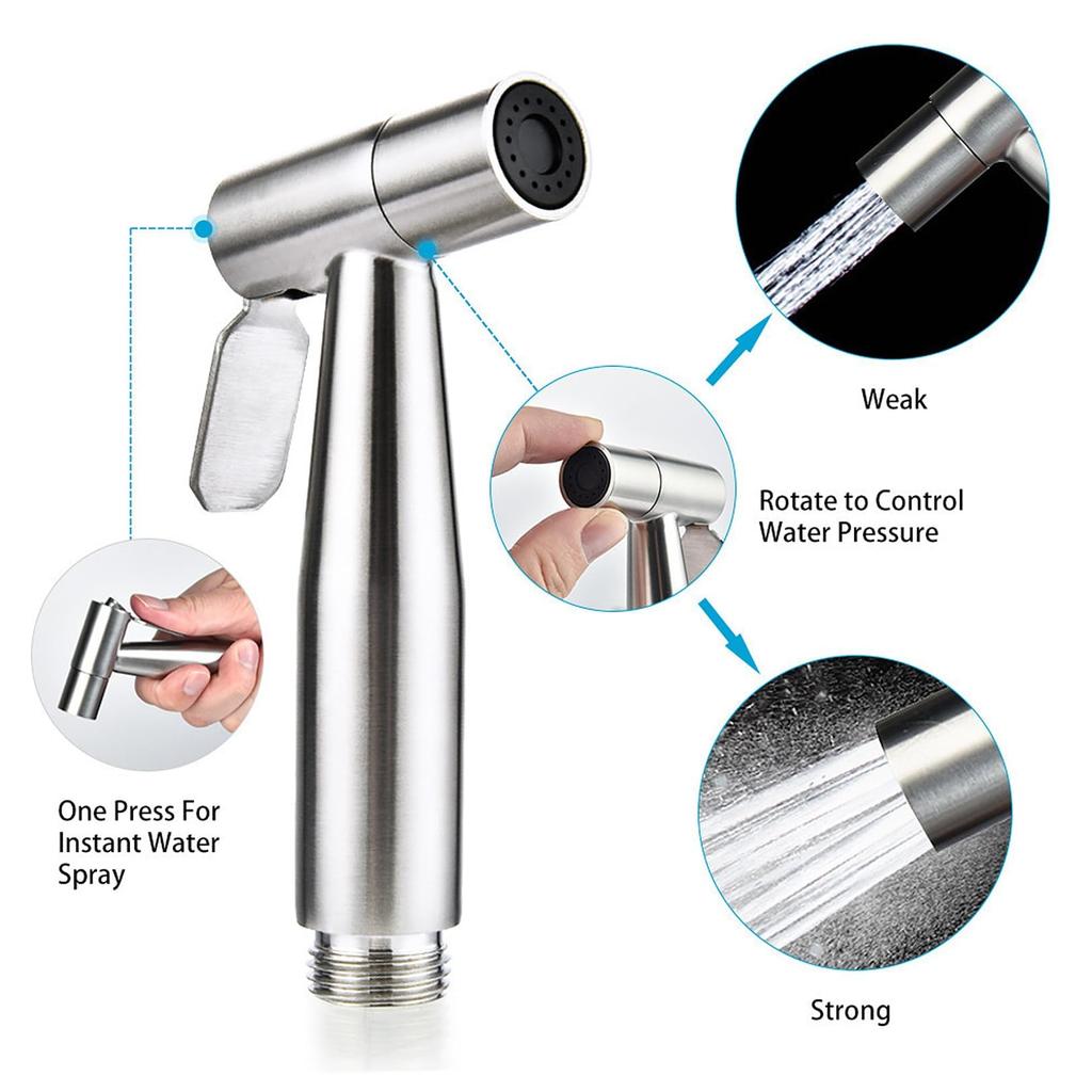Wall Mount 6Pcs Bidet Sprayer Kit Hand Shattaf Toilet Spray Gun Set Bathroom Water Sprayer for Personal Cleaning