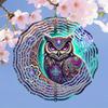 3D Metal Owl Wind Chime Outdoor Hanging Decor with Iridescent Purple Blue Golden Patterns Perfect for Christmas Thanksgiving Holiday