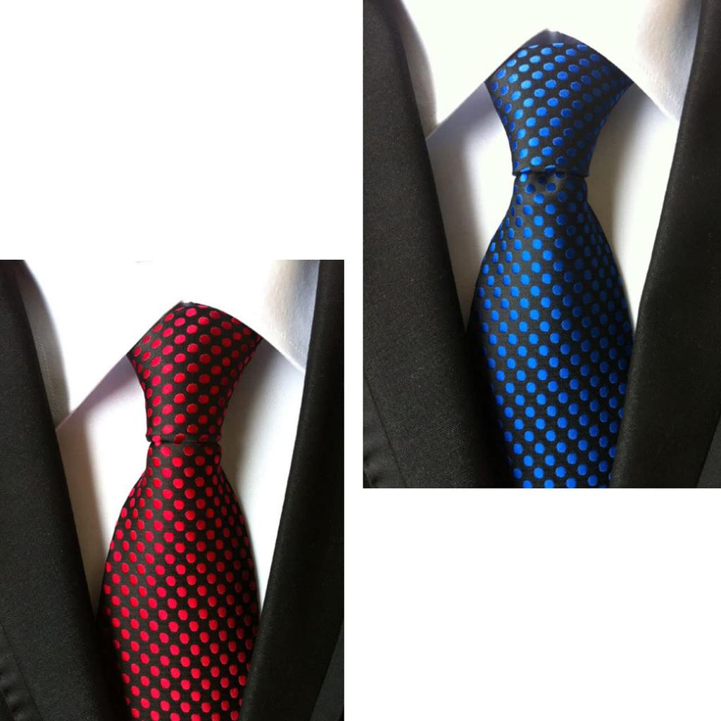 CHROME CRANE Men's Polka Dot Tie, Solid Color, Suitable for Suits, Business, Formal, and Casual Wear, NR006 (03. Black)