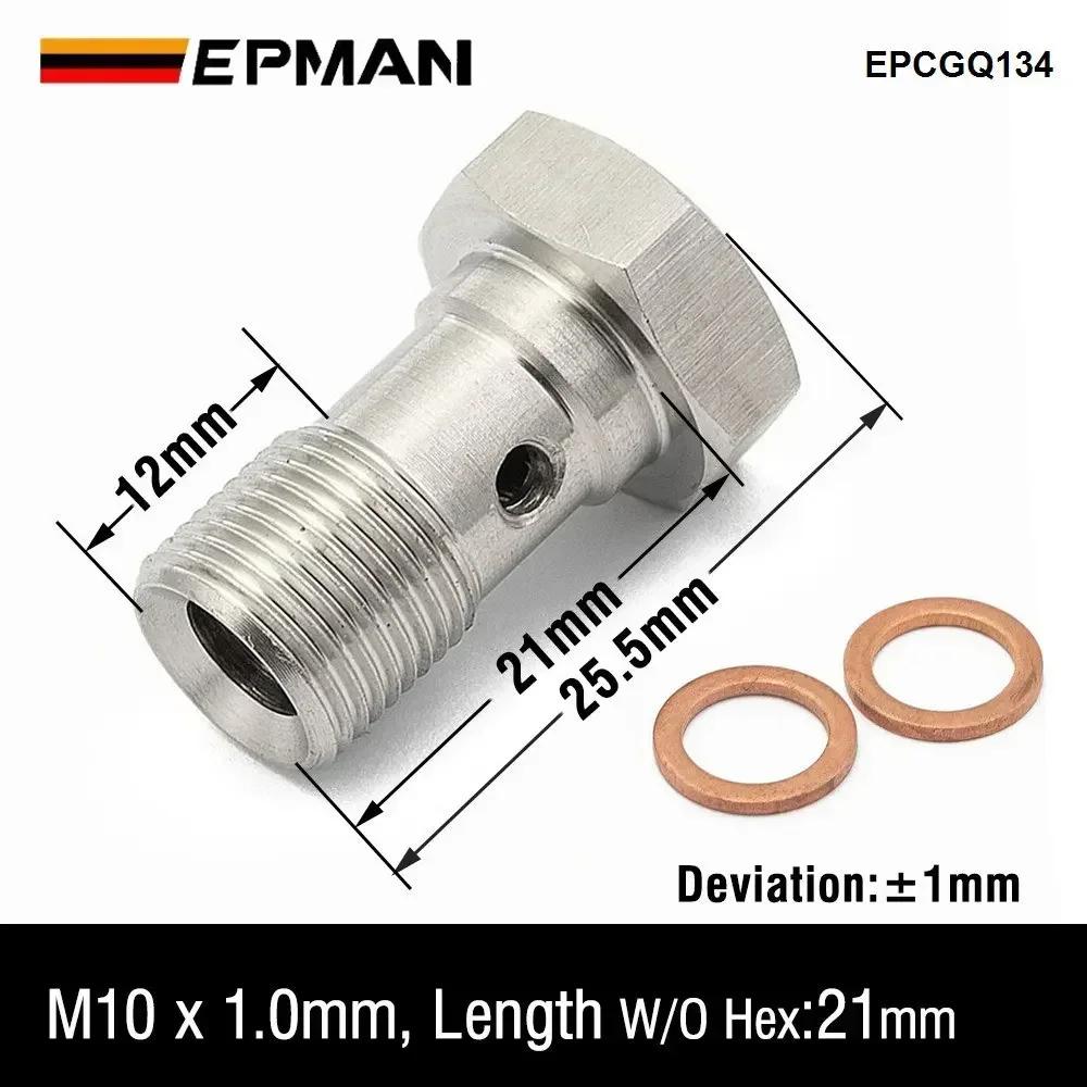 EPMAN Performance Banjo Bolt Single Stainless Steel 7/16" X 20 UNF, -4 AN / -3 AN / M12 / M10 Turbo Brake Line Universal EPCGQ79