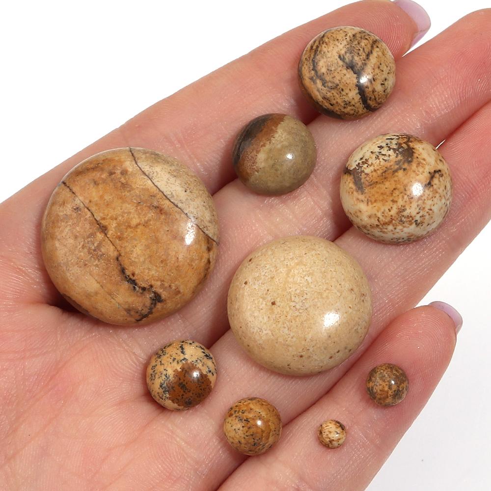 5/10 Stück Naturstein Cabochon 4-25mm Bildstein Runde Flache Rückseite Cabochon Perlen Für Schmuckherstellung DIY Ring Anhänger Zubehör