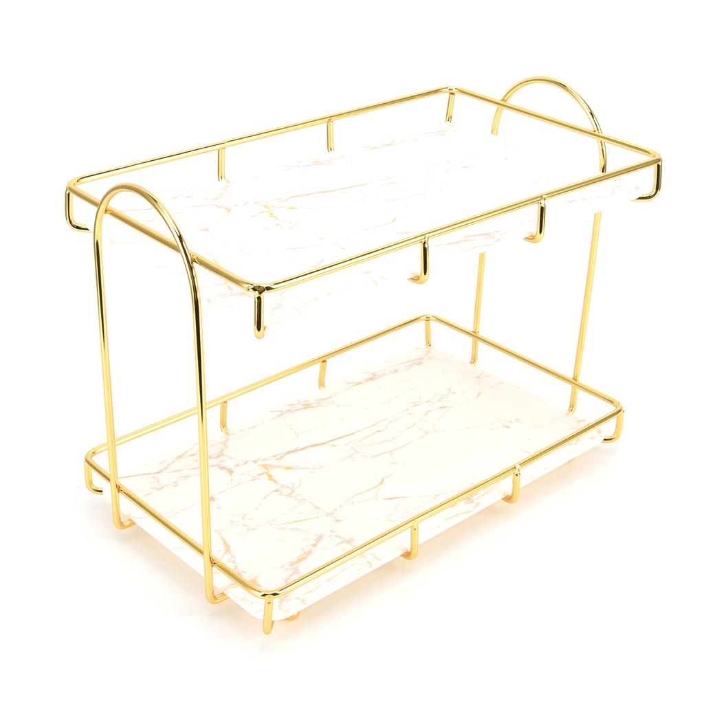 Bathroom Countertop Rack Large Capacity 2 Tiers Gold Bathroom Countertop Rack for Home Hotel