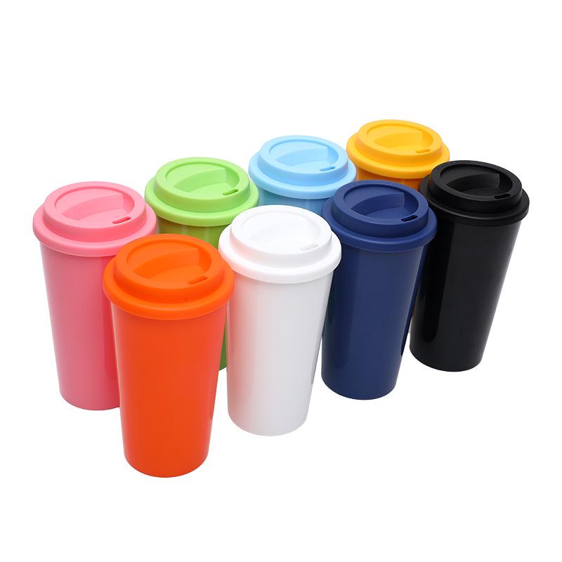 16oz Double Layer Macaron Color Coffee Cup - Large Capacity, Suitable for Men and Women