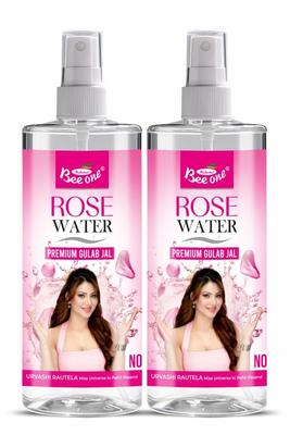Bee One Rose Water 500ml (Pack of 2) 500ml×2=1000ml | Face Toner & Facial Mist | Hydrating Cleanser Spray for Glowing Skin | Gulab Jal for Pore C