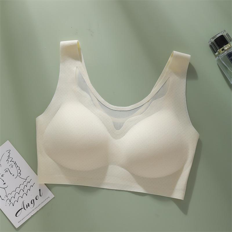 Thin Breathable and Seamless Underwear In Summer, Women Gather and Support Secondary Breasts, Anti-sagging, No Steel Ring Sports Vest, Bra