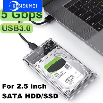 USB3.0 External HDD Case 5Gbps 2.5 Inch Transparent Hard Disk Case Hard Drive Enclosure SATA HDD SSD Storage Case for Laptop PC