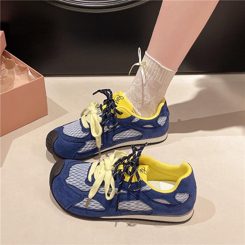 Casual sports board shoes women's 2025 new summer small thick-soled breathable Forrest Gump shoes retro mesh German training shoes