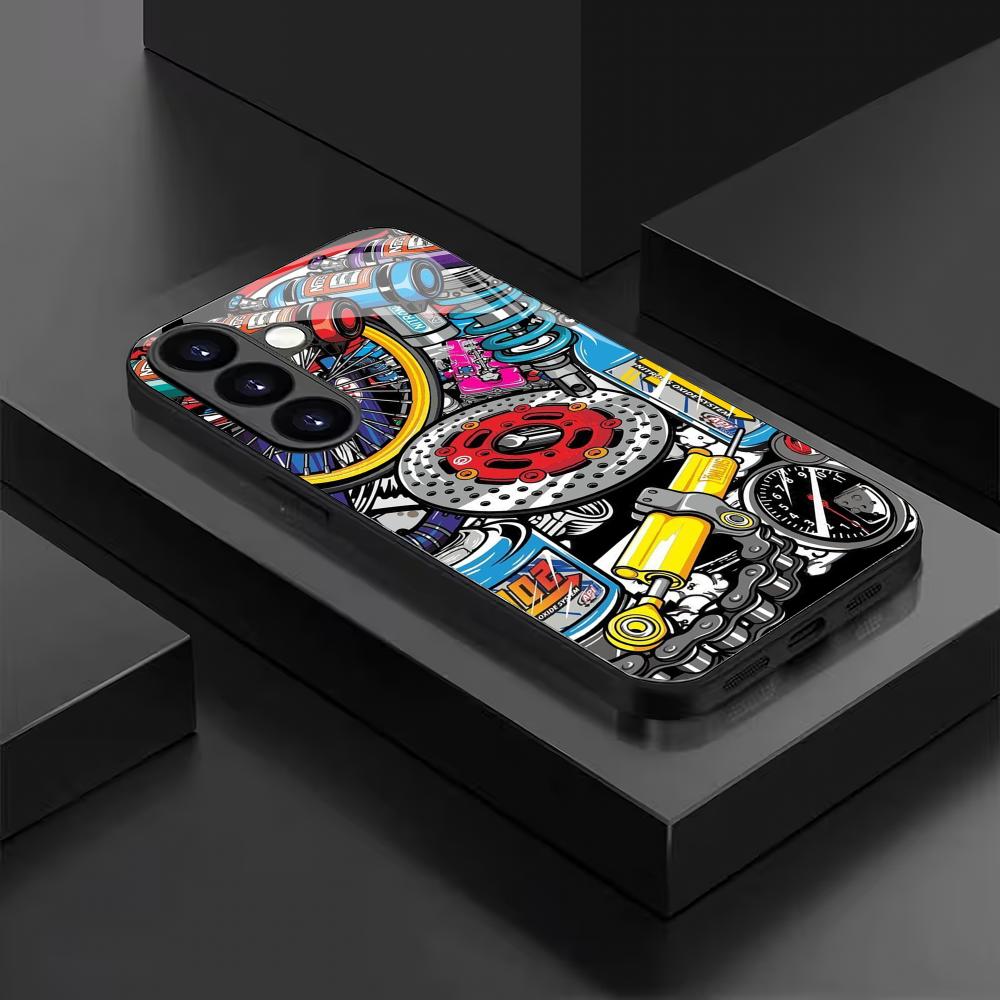 Art graffiti tempered glass phone case suitable for Samsung Galaxy S26 S25 S24 S23 S22 S20 FE/Ultra/Plus anti drop back cover