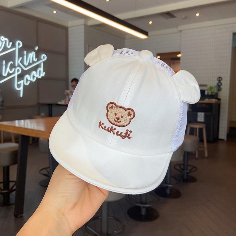 Cute Bear Baby Baseball Cap Breathable Mesh Thin Infant Boy Girl Peaked Cap Summer Soft Brim Cotton Toddler Snapback Sun Hats