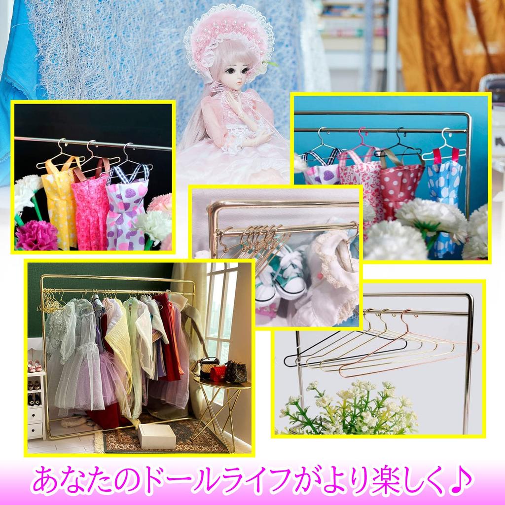 THE BIG SHEEP Doll Hanger Rack Set of 10 Hangers Doll Clothes Doll Clothes Clothes Rack BJD Dress-up 1/6 (Black)