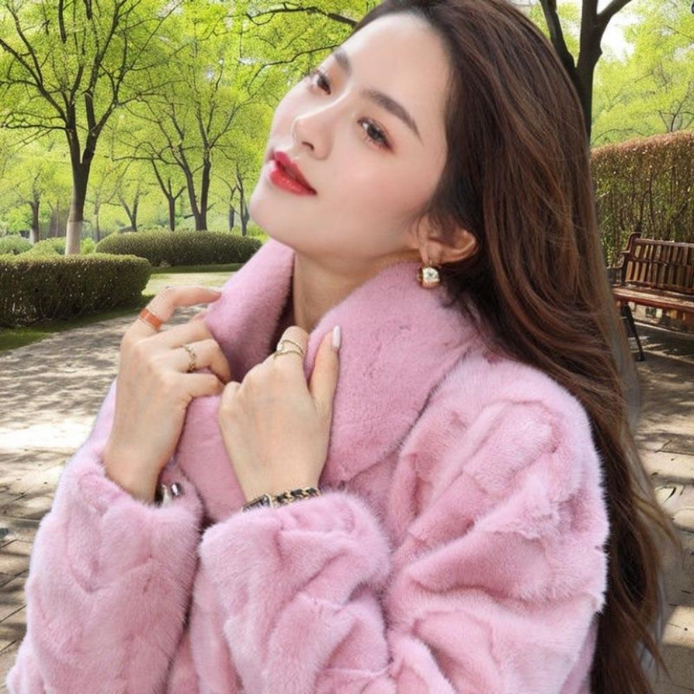 New Fur Real Mink Fur Patchwork Mink Coat Genuine Leather Fur Mink Short Pink Mink Real Mink Send Mom and Wife