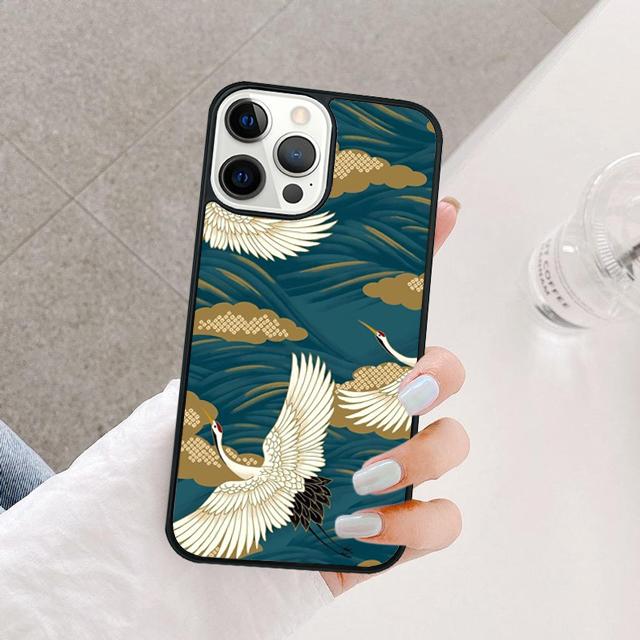 Japanese Cranes Art Coque Shell For iPhone 17 Air 15 16 14 13 12 Pro Max 11 Pro Max Plus Phone Case Cover