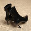 Short boots for autumn and winter 2026  new European and American slim heel patchwork bare boots  retro short boots