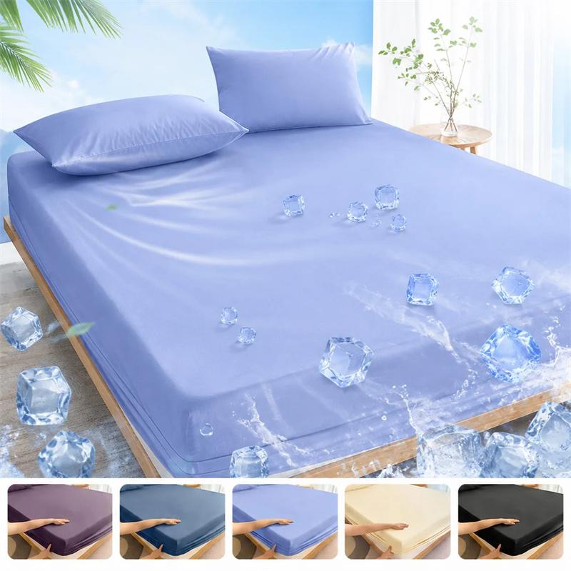 Fitted Bed Sheet with Elastic Band Solid Color Soft Mattress Cover for Single Double King Queen Skin-friendly Bed Cover Bed 120/150/180/200x220cm