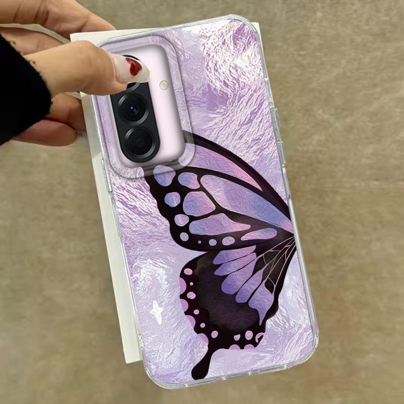 Case For Samsung Galaxy A56 A36 A16 A25 A35 A26 S25 S24 Plus Ultra FE Phone Cover Purple Butterfly Gradient For Samsung A55 Bag
