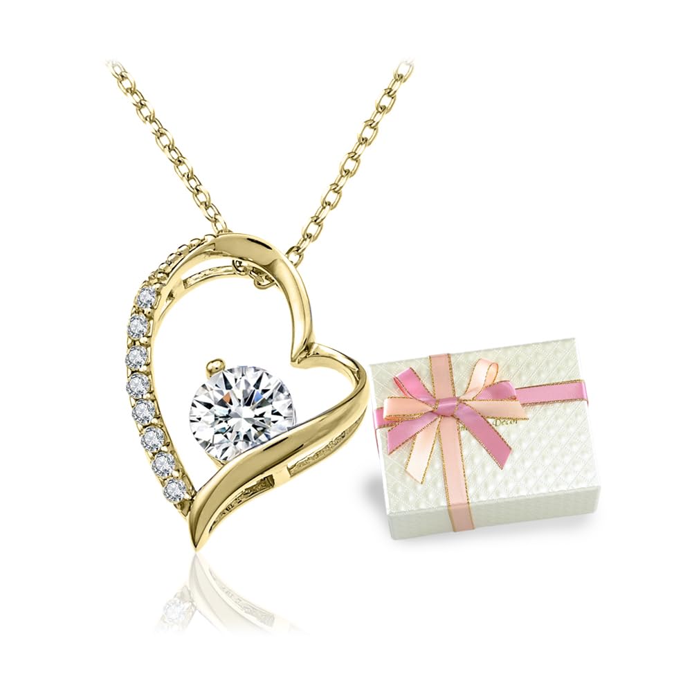 

Clementia Necklace Madonna Open Heart Necklace Pendant Silver Platinum 18K Finish Metal Hypoallergenic Gold Color Clear Stone [Clementia] Women s