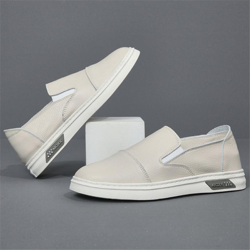 New Fashion Driving Loafers New Men's White Black Genuine Leather Shoes Male Walking Sneakers Footwears Zapatos Hombre