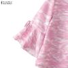 ZANZEA Women Casual Round Neck Flare Sleeve Loose Print Blouse