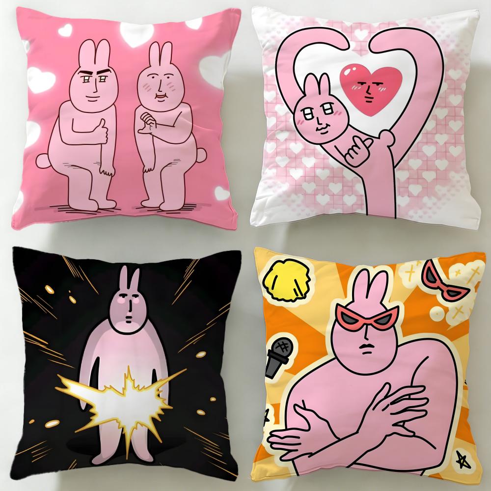 Klassische Cartoon-Freund Hase Kissenbezug Weich Leicht zu Waschen Kissenhülle Vielseitig für Sofa Bett Reisen und Büro