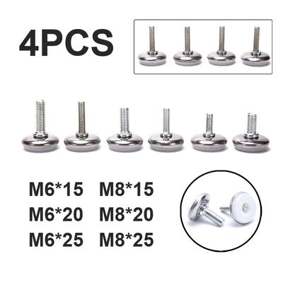 4Pcs M6 M8 15/20/25Mm Einstellbare Stahl Möbel Beine Anti-Slip Basis Tisch