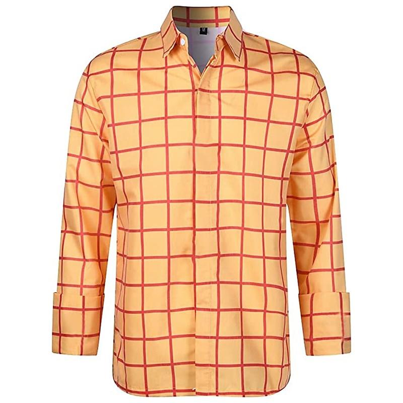 Men's Long Sleeve Shirt Casual Plaid Color Summer 3D Printed Lapel Shirt Summer New  Fashion Casual Men's Clothing Unisex Tops