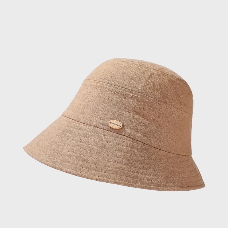 Light Cotton Linen Fisherman Hat Women's Summer Solid Color Sunscreen Hat Foldable Breathable Sun Hat