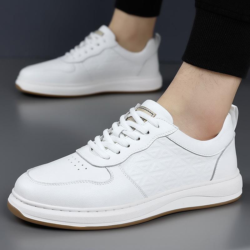 Little White Shoes Men's Board Shoes Breathable Men's Casual Leather Shoes Flat Bottom Fashion Trend Shoes Youth Trend