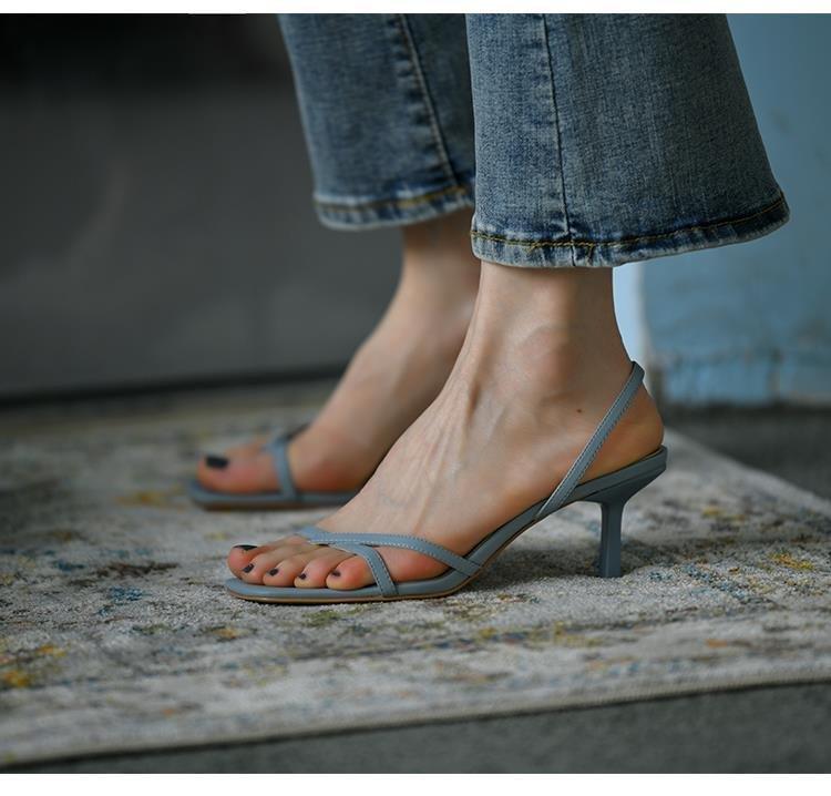 Sandały damskie z odkrytymi palcami Sandały damskie Letnie Eleganckie Damskie Buty na Niskim Obcasie Casualowe Damskie Sandalia Cienkie Wysokie Obcasy