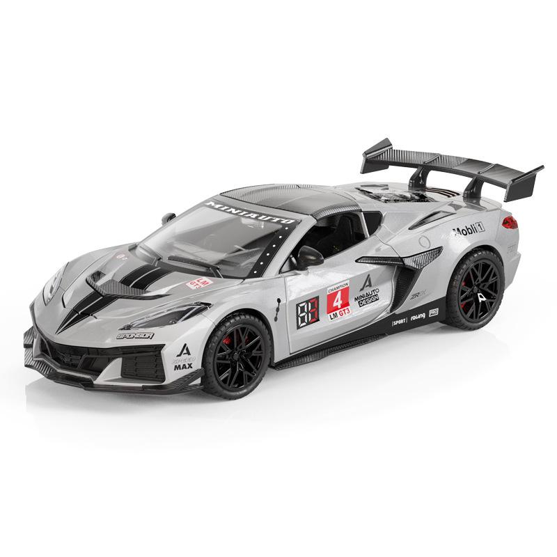1:32 C8 Alloy Modified Super Sports Car Model Diecasts Metal Track Raing Car Vehicles Model Sound Light Toys Gift