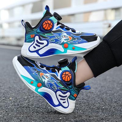 Jungenschuhe Samt 2025 Frühling und Herbst neue Kinder atmungsaktive Basketballschuhe Sportschuhe mittlere und ältere Kinder drehbare Schnalle cla