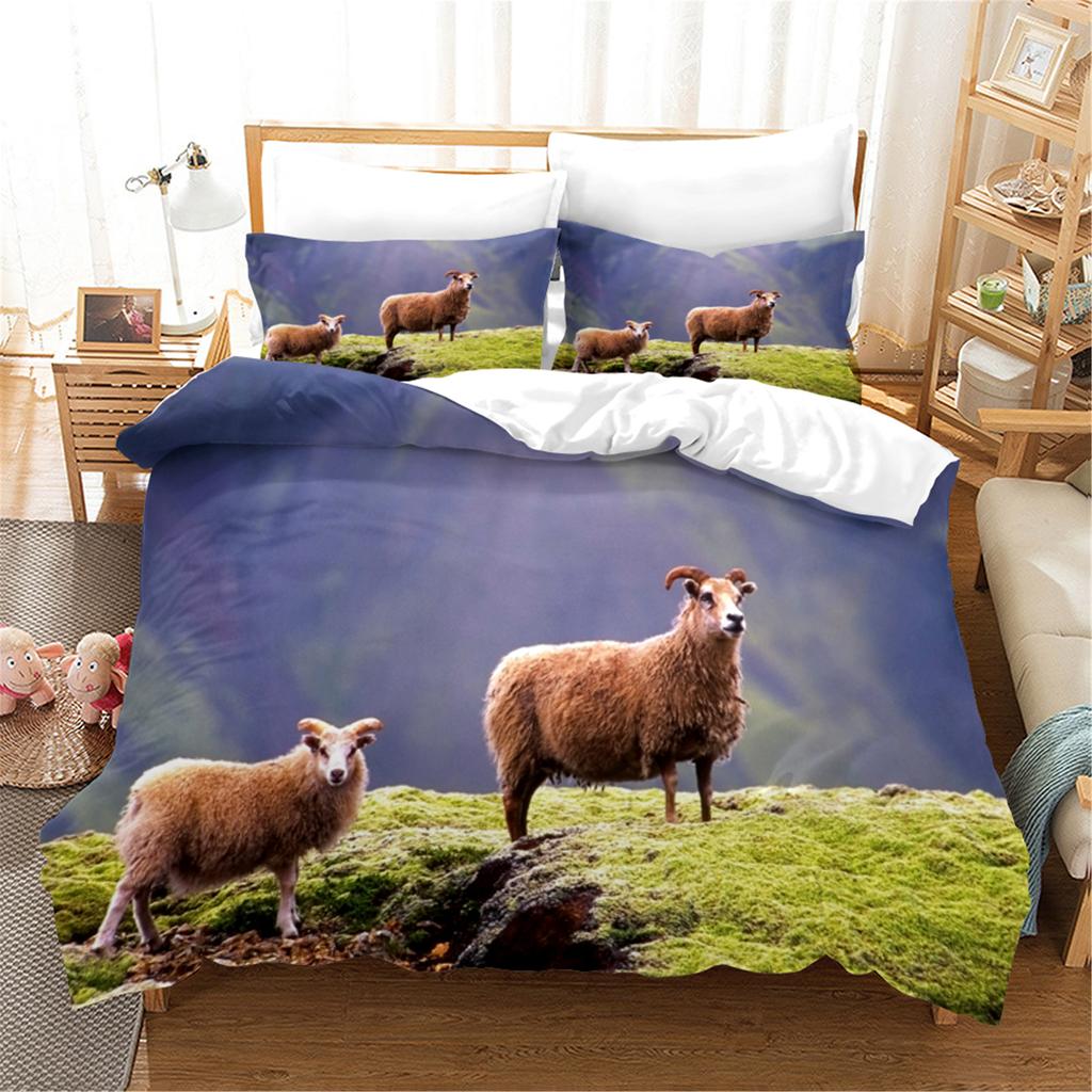 3D Printed Sheep Duvet Cover with Pillow Cover Bedding Set Single Double Twin Full Queen King Size Animal Bed Set Bedroom Decor