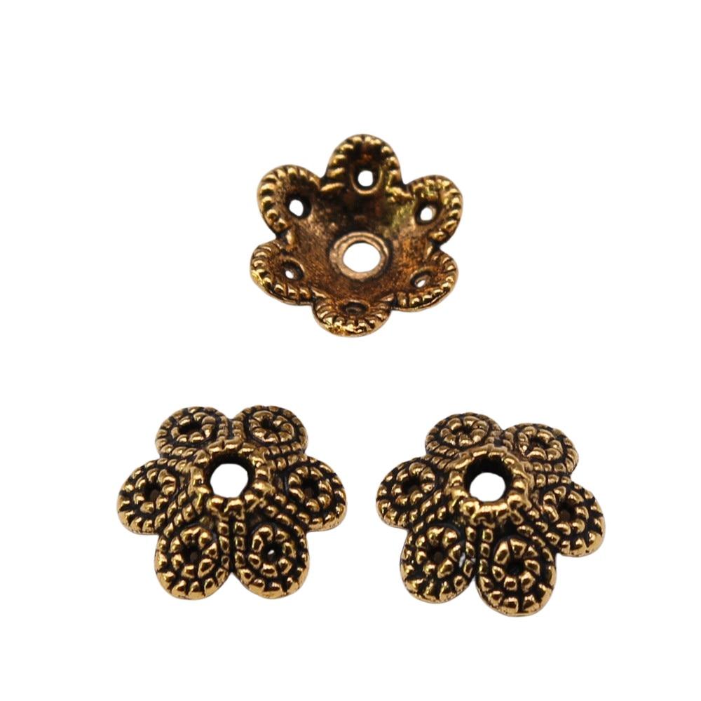 

50шт Шапочки для бусин Ювелирные изделия Аксессуары Цвет Античное Золото Цинковый Сплав 10X4мм