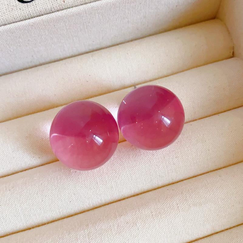 Faye Wong Pink Shrimp Cracker Earrings 2025 Year of the Snake Spring Festival Studs - European and American High-End Fashion.