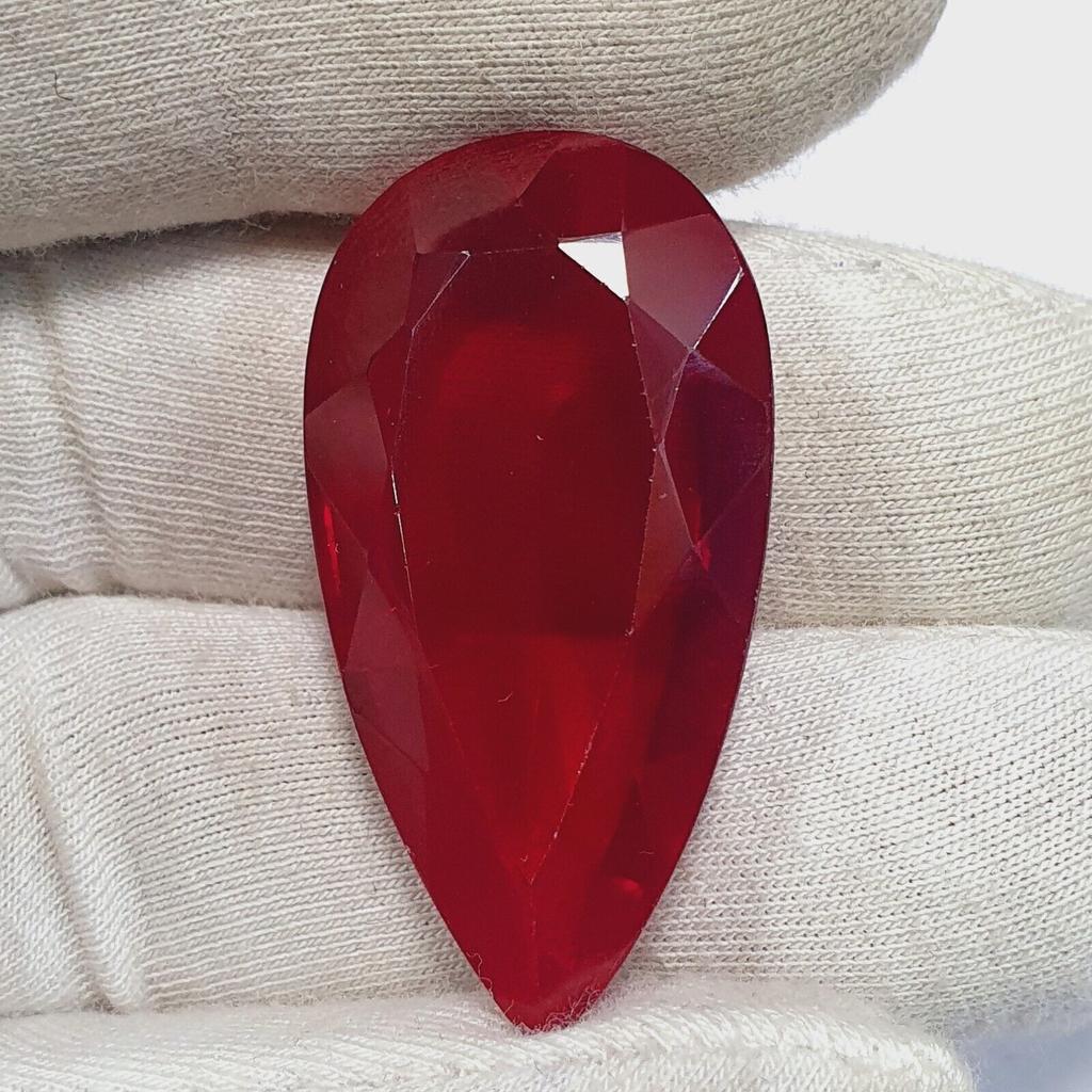 Certified Natural Red Ruby 90.09 Ct Pear Mozambique Heated Gemstone M064 L5Z40