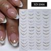 French Tips Nail Sticker 5D Embossed Crystal French Nail Decals Gold Silver Black Line Design Adhesive Slider Nails Art