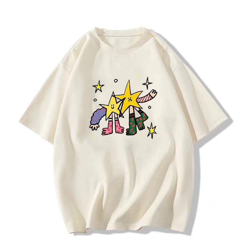 2025 Women's Loose-Fit Black Short Sleeve T-shirt – Pure Cotton, Trendy American Niche Design