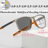 Ultra Light Sports Photochromic Multifocal Reading Glasses Men Women TR90 Frame Square Outdoor Sunglasses Presbyopia Eyewear+2.0