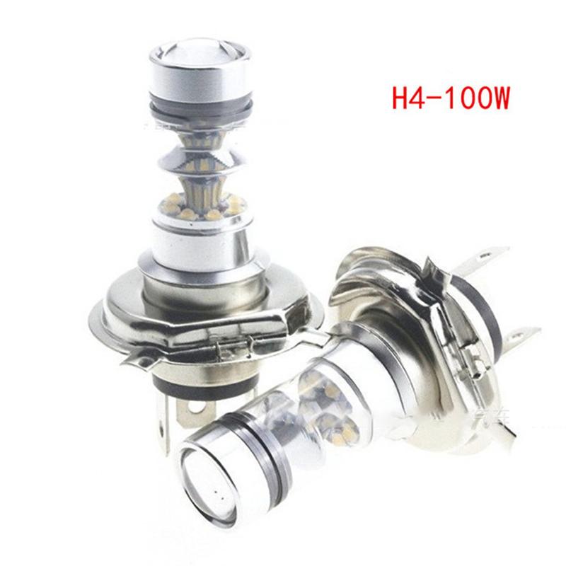 H4 100W 20Led Lampadina Abbagliante/Anabbagliante Hid 6000K Bianco Faro Moto Alta Potenza
