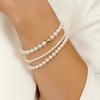 Vlen White Pearl Bead Bracelets for Women Elastic Stackable Boho Chic Simple Elegant Jewelry Gift for Women Girls Her