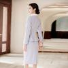 Teluoman Women's Chic Professional Round Neck Suit Skirt Set