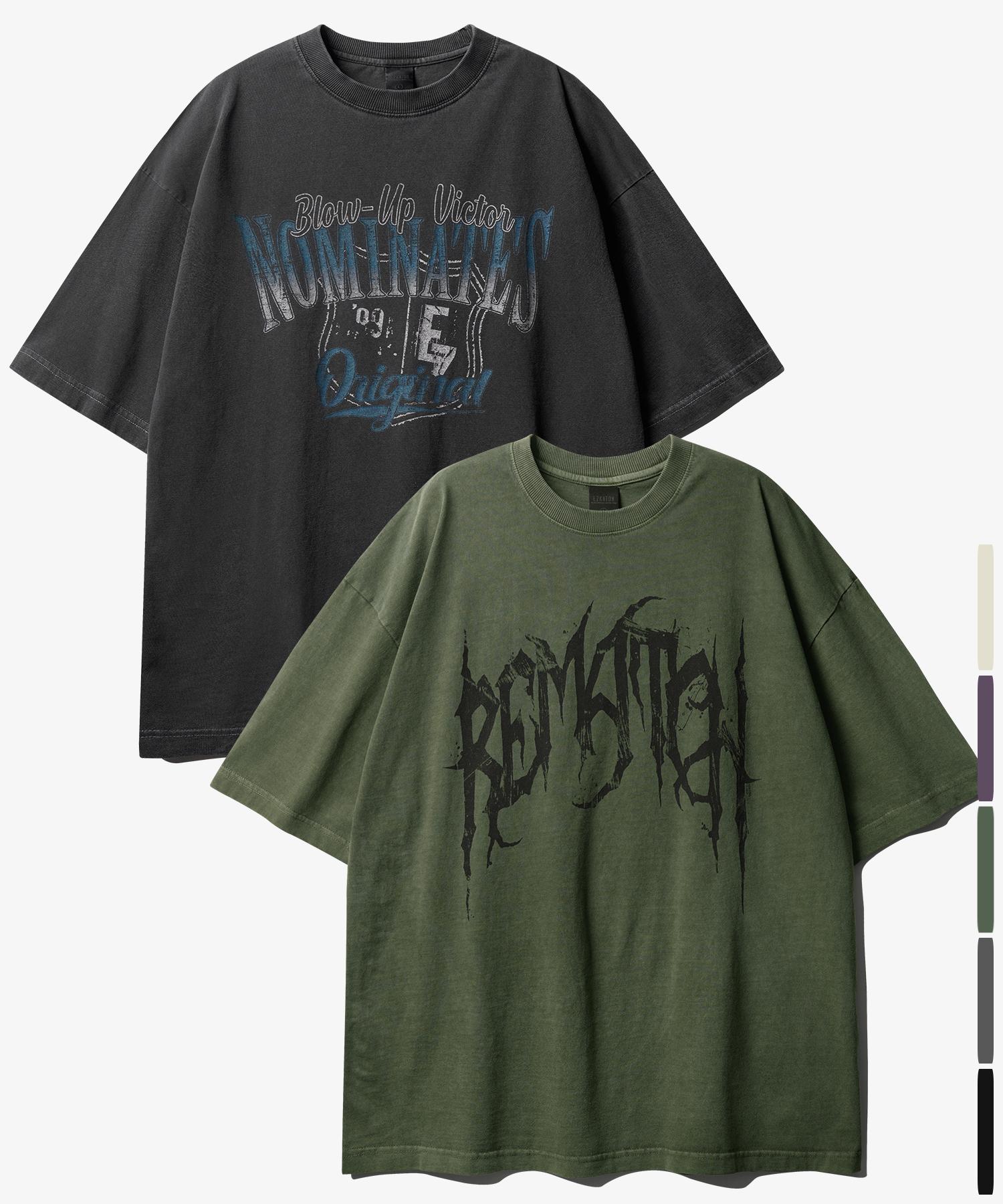 Ezcaton [Set] Rematch + Nominees Pigment Short Sleeve T-Shirt (Kmst6781+Shst6789) (B Type) Rematch Black/L