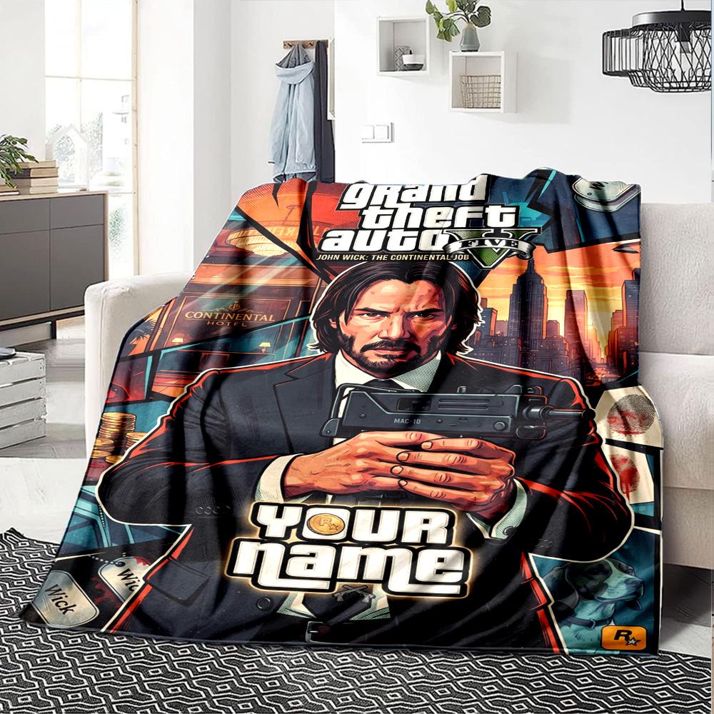 Gta Personalisierbare Textdecke Gemütliche Personalisierbare Decke Langlebiger Komfort für Sofa Büro Couch Picknicks Ganzjahres-Universal
