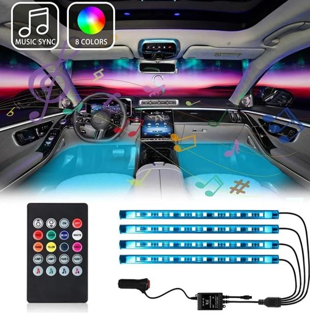 

Управляемый автомобилем светодиод RGB под ногами Ambient Light 12 Led Strip Led