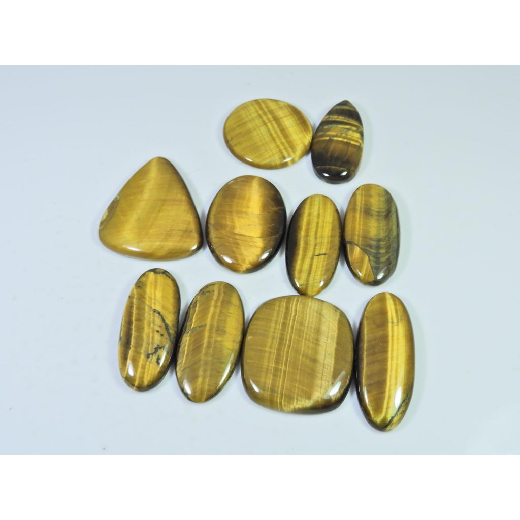 325Cts. Natural Tiger Eye Mix Cabochon Loose Gemstone 10Pcs Lot 34-37 MM C-730