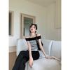 Women's Summer Off-the-Shoulder Striped Knit Sleeveless Top