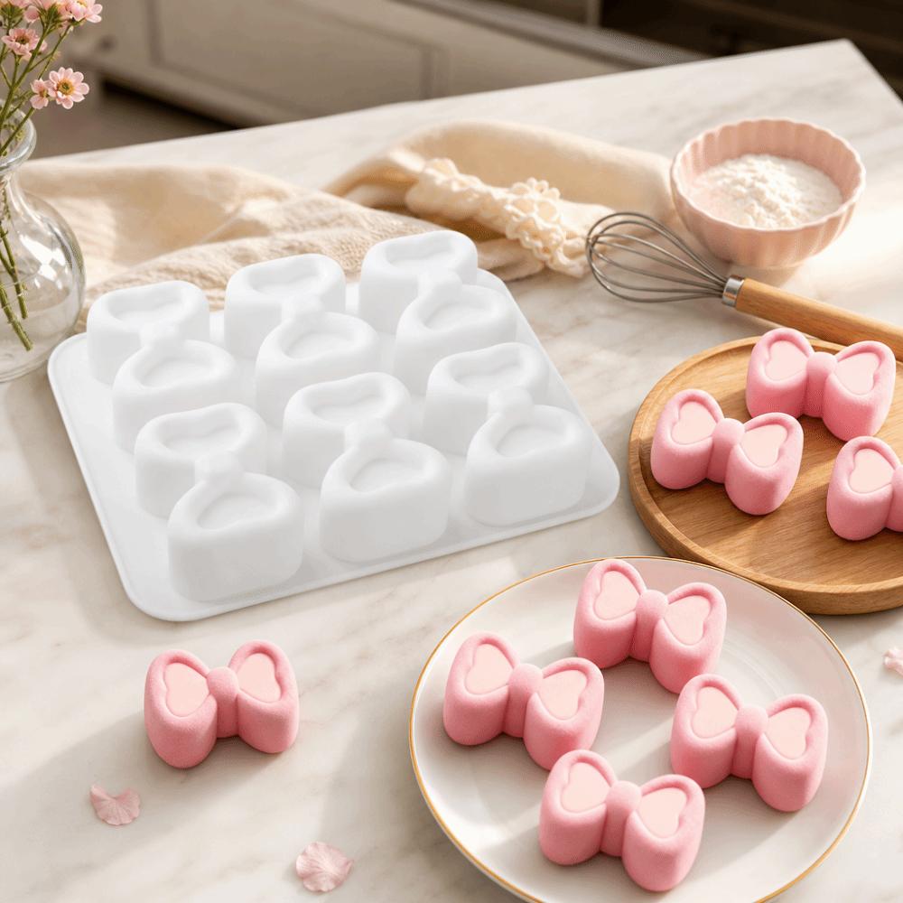 3D Silicone Chocolate Mould Heart Shape Dessert Making Mold Bowknot Baking Mold Pastry Making