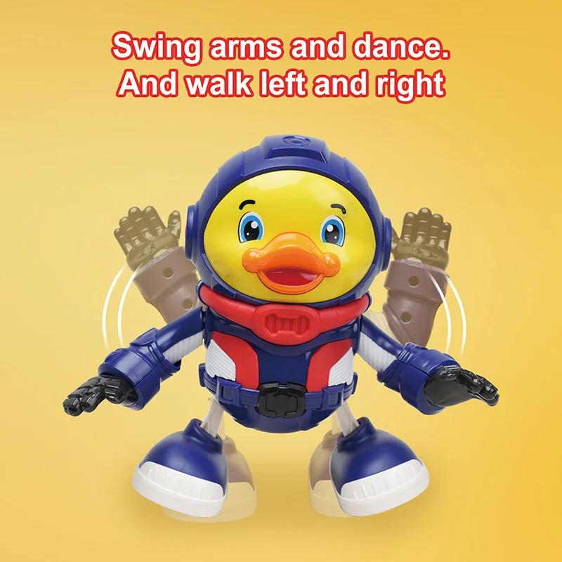 Children's Space Duck Astronaut Music Light Electric Sound and Light Dance Robot Walking Swinging Interactive Toy Baby Gift