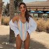 Striped Swimwear One Piece Swimsuit Women Backless Monokini Swimsuit Bathing Suit