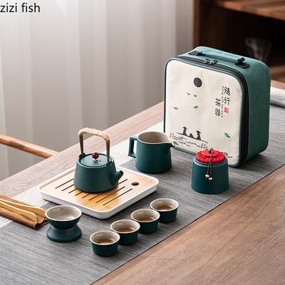Ceramiczne Zestawy Filiżanek do Herbaty Podróżny Zestaw do Herbaty Kung Fu Czajnik Filiżanka Taca do Herbaty Domowe Zewnętrzne Narzędzia do Parzenia Herbaty Zestawy do Herbaty Czajnik i Zestaw Filiżanek