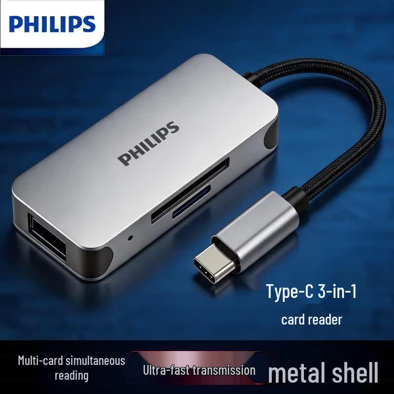 Philips Type-C USB 3.0 High-Speed 3-in-1 SD/TF Card Reader Hub